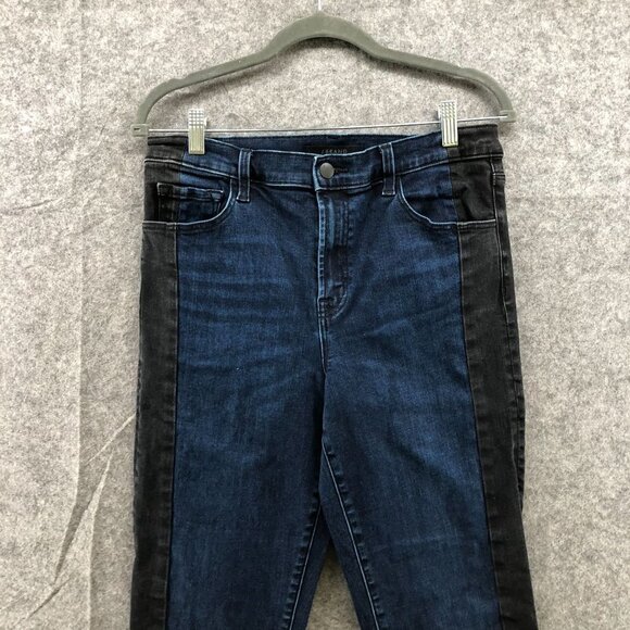 J Brand Ruby High Rise Crop Cigarette Jeans Womens 30 Blue Frayed Stripe - Picture 3 of 11